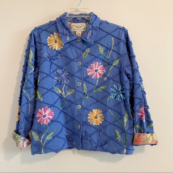 Vintage Coat Spring Retro Twee Floral Embroidered Button Up Jacket - Picture 12 of 13